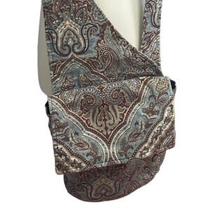 Handmade Cotton Blend Brown Blue Paisley Crossbody Handbag Bag Purse Satchel